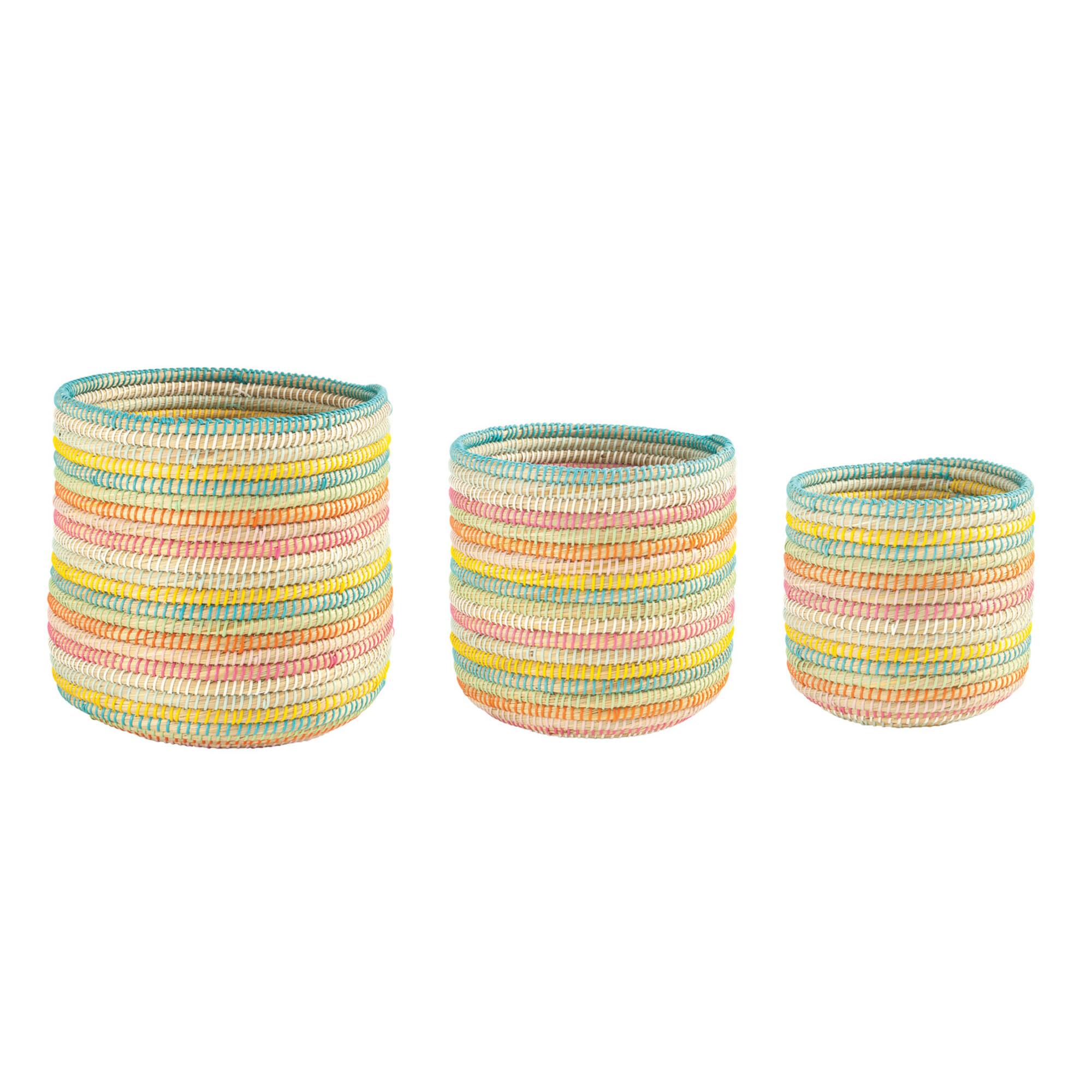 Hello Honey® Handwoven Multicolor Grass Baskets Set